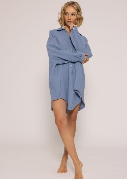 Ultra oversize Blusenhemd, blau