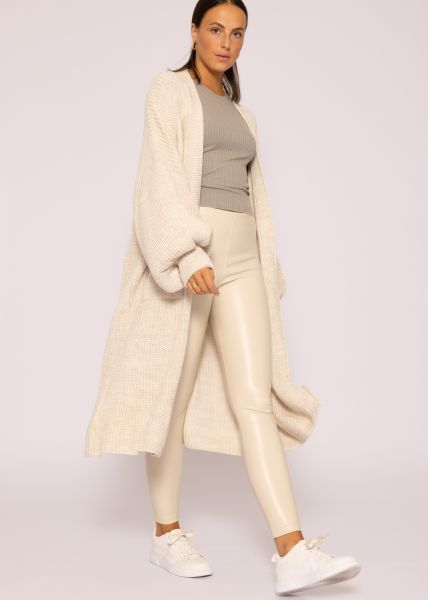 Maxi Cardigan mit Taschen, beige